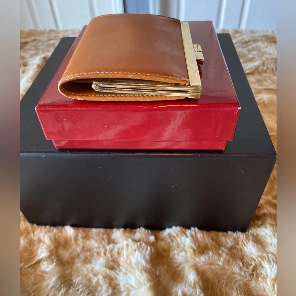 Salvatore Ferragamo Tan & Gold Savana Calf Mini Wallet